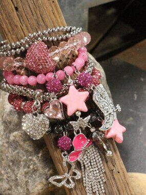 Dollywood Here We Come Pink Charmed Bracelet Set NWT